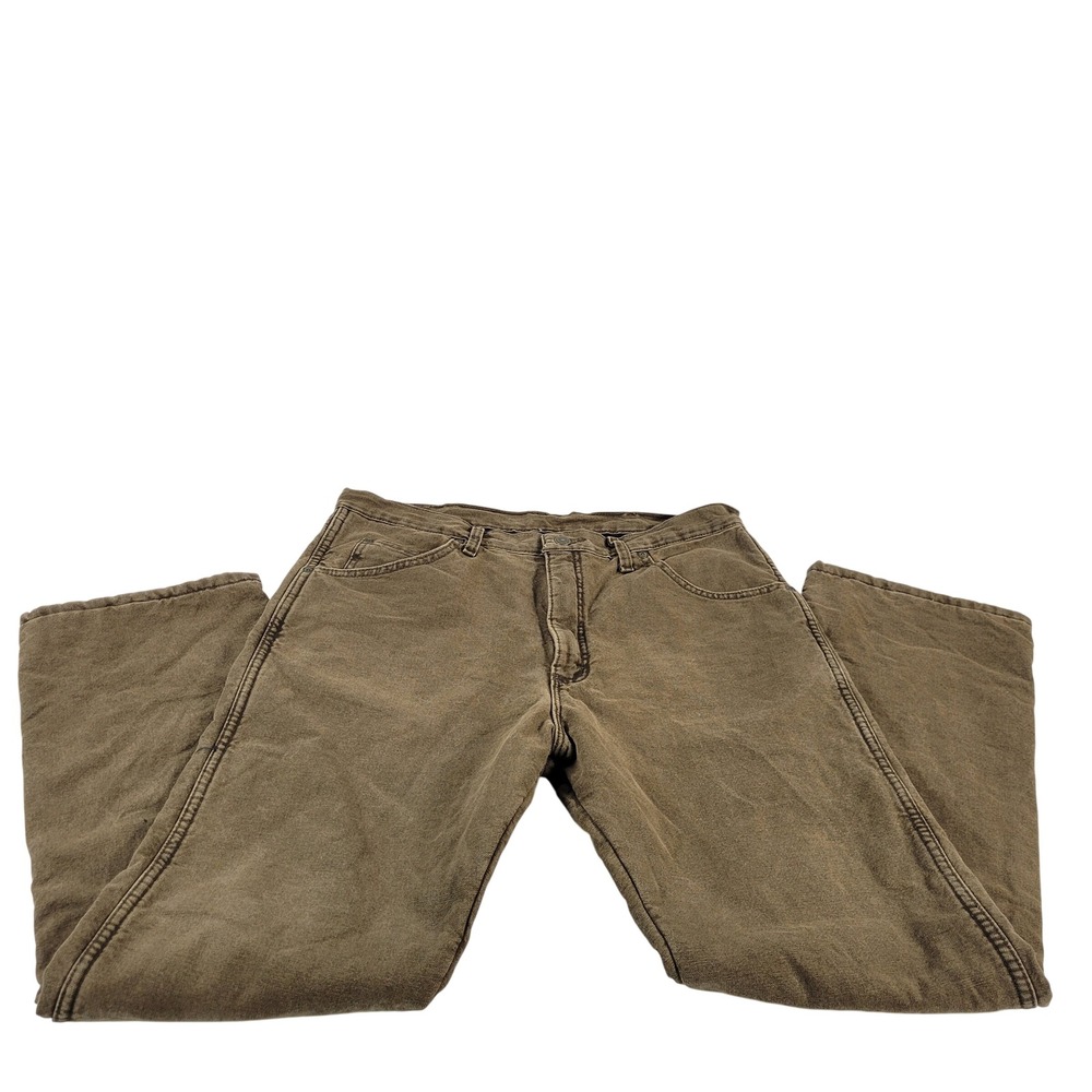 Wrangler Rugged Wear Men's Insulated lined Canvas Pants Brown Size 36x30